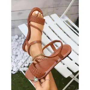 Women's Fashionable Plain Color Wide Band Slide Sandals, Toe Sandals, Boho Sandals, Leather Sandals, Casual Comfortable Flat Sandals for Summer, Lightweight Breathable Shoes for Daily Wear, Girl