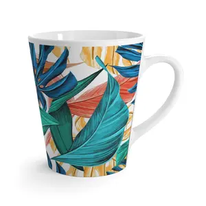 Latte Mug, Flower Style Pattern.
