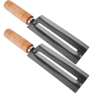2pcs stainless steel paring potato peelers fruit peeler tool vegetable peeler sugar cane peeler knife high carbon steel cane cutter wood handle pineapple and fruit peeler for home