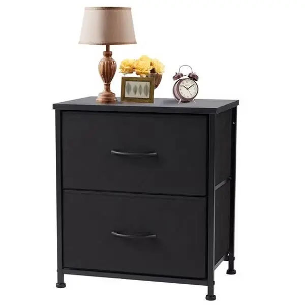 Fabric Chest of Drawers - 2-Drawer Design, 20-in Adjustable-Height Nightstand, Bedroom & Entryway Storage Cabinet