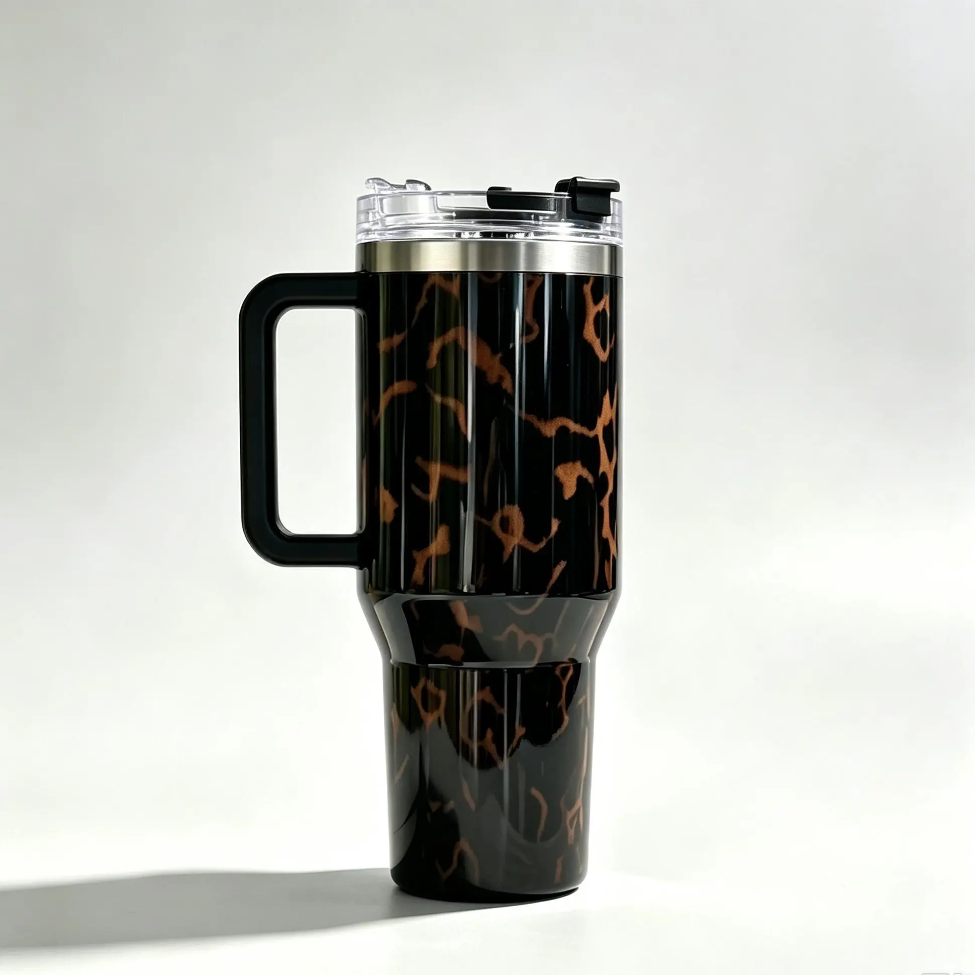 40oz Printed Leopard Cheetah Vacuum Flask thermal Tumbler with Handle, 360° Full-Wrap Insulated Travel Mug, Flasks