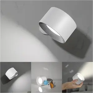 LED Wall Sconces, Wall Mounted Lamps with Rechargeable  Operated Dim 3 Brightness Removable  360?Rotate  Ball, Cordless Wall Light for Reading Study Bedside Hallway