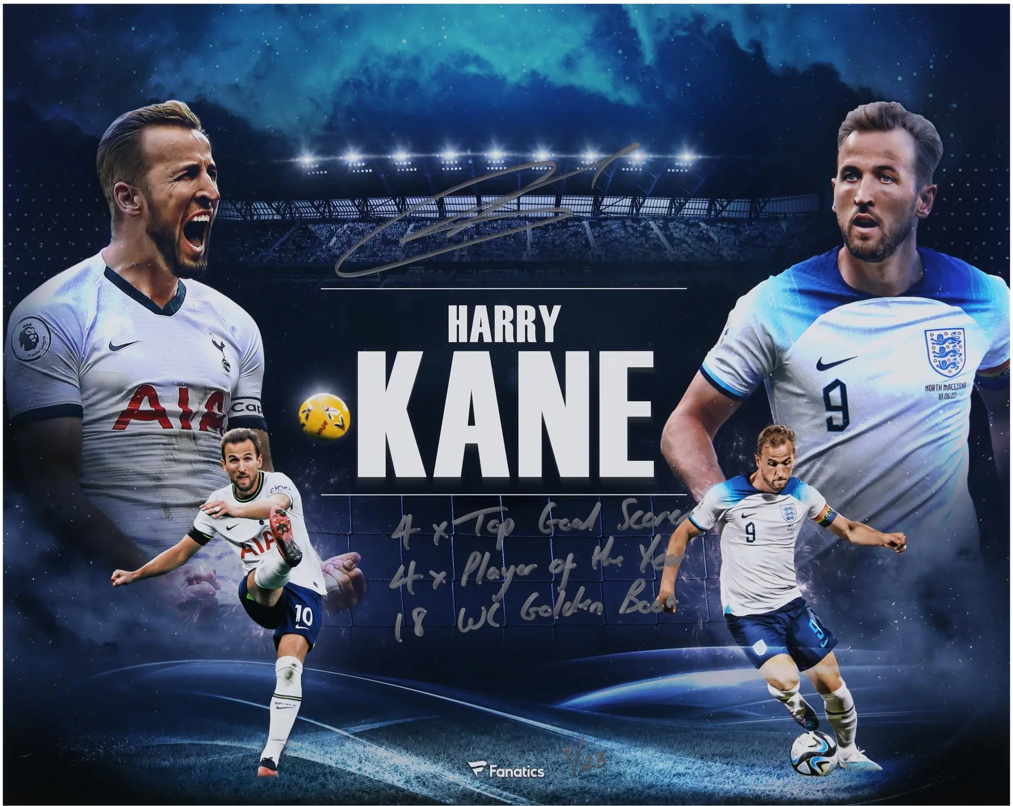 Harry Kane Tottenham Hotspur and England National Team Autographed 16" x 20" Collage with Multiple Inscriptions - Limited Edition of 23 - Fanatics Authentic Certified