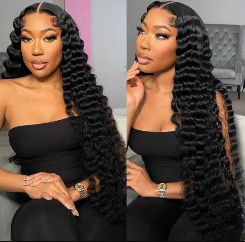 Lushlanes Glueless HD Glueless Lace Closure Wig 4x4 Deep Wave Human Hair 150