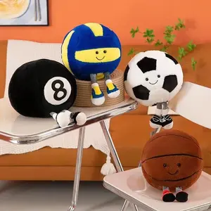 Sports Ball-Shaped Stuffed Toy, 1-Count Cute Basketball/Football Plush Toy, Soft Plush Throw Pillow, Birthday Gift for Boys & Girls, Soft Cuddly Gift, Soft Stuffed Animal, Soft Adorable Stuffed