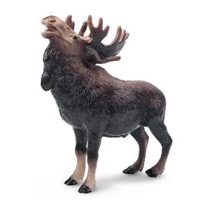 TOYMANY PVC Plastic Hand-Painted Mini Moose Figurine, Moose Toys, 3+ Age Realistic North American Wild Animal Model, Unisex Early Education Toy, Collectible Gift for Enthusiasts