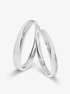MEISSA Mi Amour Couples' Rings S925 Sterling Silver Bridal Wedding Engagement Ring Simulated Diamond Anniversary Ring Men Women Simple Minimalist Size Adjustable Matching Promise Ring Couple Rings Christmas Gifts Gift Boyfriend Girlfriend