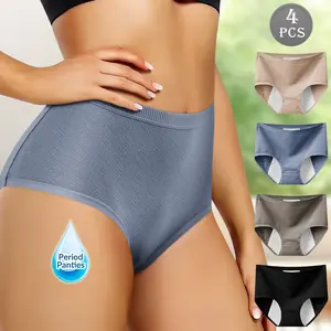 QUASTI 4PCS Menstrual Period Underwear for Women and Teens Leakproof Soft Comfortable Breathable Cotton Panties Womenswear