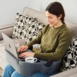 TabCouchCaddy Lap Desk Pillow - Ergonomic Lap Desk Pillow for Laptop & Tablet - Portable, Soft Support for Reading/Gaming in Bed, Couch, Car, Travel (Grey)