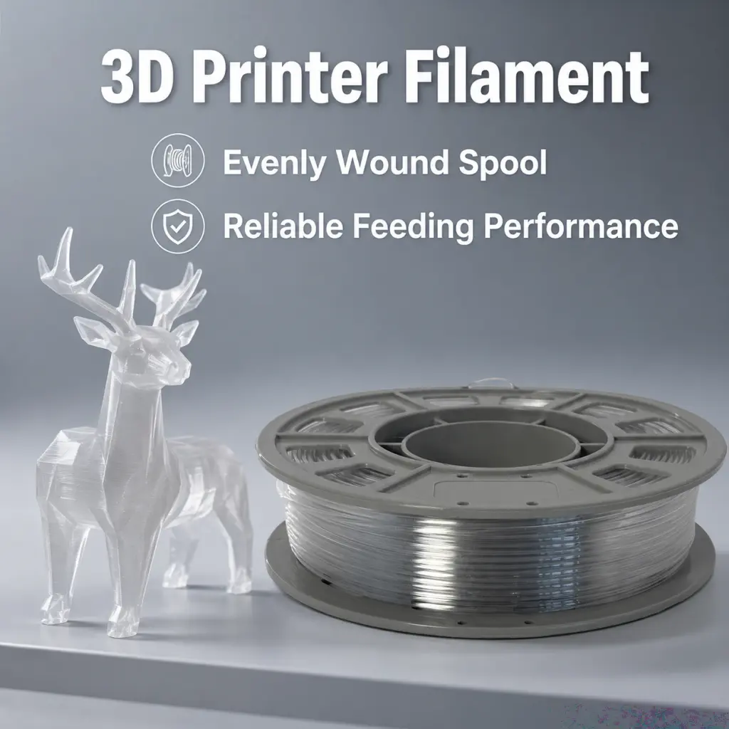 Clear PETG Filament 300g 1.75mm, High Transparent Clear Tone High Tough Low Shrink Desktop 3D Printer Filament Slim Spool speed setting functional prints high-speed fdm printing