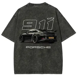 ZAAYO 911 GT3 Racing Women's Comfy Washed Cotton T-Shirt - Loose Oversize Round Neck Streetwear Shortsleeve Basic Undershirt Coat-Inspired Top