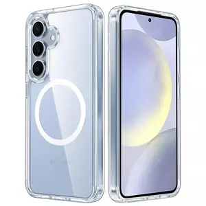 Magnetic Acrylic Clear Protective Case For Samsung S25 FE S23 S24 Plus S22 Ultra S21 FE S25Ultra A07 A17 A06 A15 A16 A26 A54 A35 A55 A56 A36 Cellphone 5G Wireless Charge Cover Accessories
