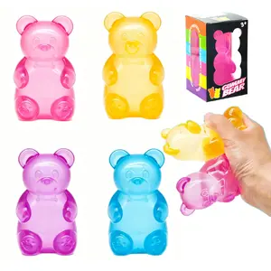 Gummy Bear Squeeze Balls, 4 Pcs Sensory Fidget Toys with Jelly-Like Filling, Stress Relief Toys for Kids & Adults, Ideal Birthday Gifts & Gift Bag Stuffers