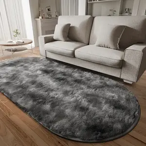 Super Soft Fluffy Shag Area Rug Dark Grey , Non-Slip Washable Carpet, Luxury Shaggy Rug for Living Room, Bedroom, Home Decor, Room Décor, Machine Washable