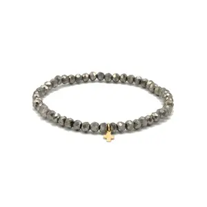 Luxe Cross Bracelet in Metallic Gray
