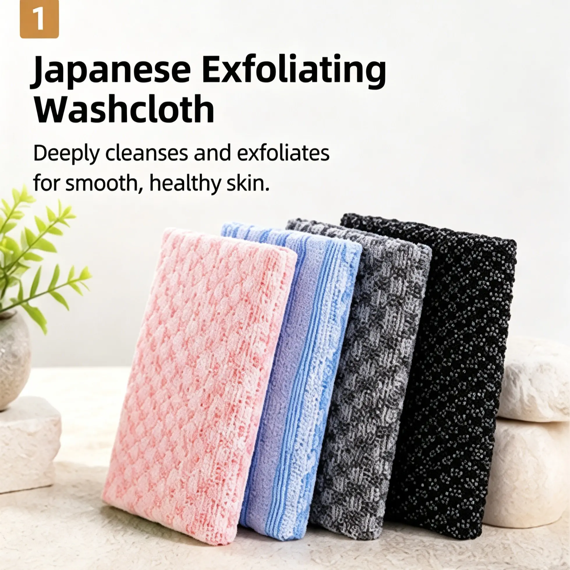 Japanese Exfoliating Bath Towel, Exfoliating Bath Washcloth, Long Back Scrubber for Men & Women, Exfoliating Body Scrub Cloth, Dead Skin Remover Wash Cloth, Deep Cleaning Bath Sponge, Soft Exfoliating Towel for Shower