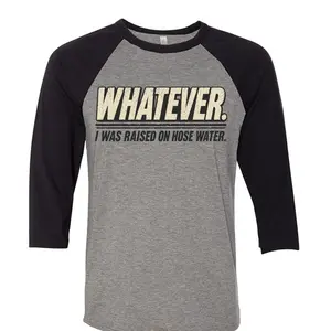 Men's Long Sleeve Athletic Retro Raglan T-Shirt, "Whatever Raised on Hose Water" Graphic Print