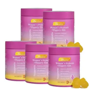 5pack LEEFAR Her Juicy Feminine Probiotics Gummies- All in One Solution with Slippery Elm and Prebiotics&Lactobacillus Probiotic Blend for Women’s pH Balance and Dryness - Hawaiian Pineapple Gummies 60 Count probiotics women