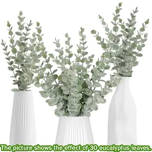 12 Eucalyptus Leaves Faux Decor, fake indoor plants, Leaf Appearance, Perfect for Indoor & Outdoor Arrangements, Realistic Artificial Plants