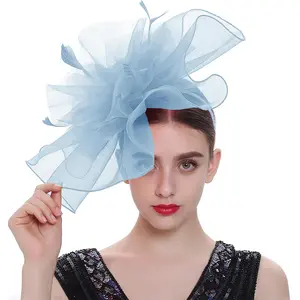 Women's Fascinators Hat for Women Tea Party Headband Wedding Cocktail Flower Mesh Feathers Hair Clip