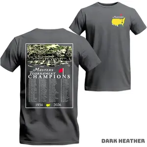 Masters Tournament Champions 1934–2026 T-Shirt - Augusta National Winners List Graphic Tee, Vintage Golf Heritage Aesthetic, Unisex Championship Tournament Fan Shirt, Bold Classic Golf Gift
