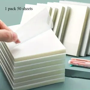 A pack of 50 transparent post-it notes-transparent post-it notes waterproof self-adhesive translucent post-it notes for book notes and diaries, school and office with transparent post-it notes