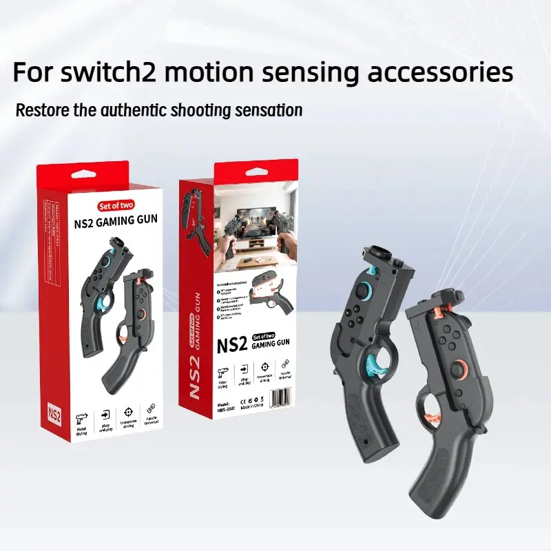 For Switch2 Body Sensor Game Shooting Handgun Set, For Switch2 Gun Handle Accessories, Gaming Accessories, 2-Pack, Console Accessory