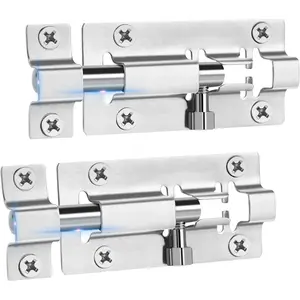2 Pack Slide Lock, 3 Inch Barrel Bolt Latch, Door Latch Lock with 12 Screws, Stainless Steel Slide Locks