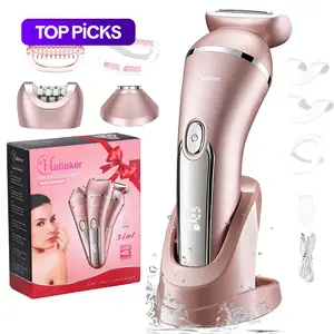 Hatteker 3 in 1 Women's Electric Shaver, Electric Hair Shaver for Arms Legs Body Hair Trimming, USB Charging Gentle Hair Trimmer with Replacement Heads, USB Rechargeable Trimmer #TOP PICKS
