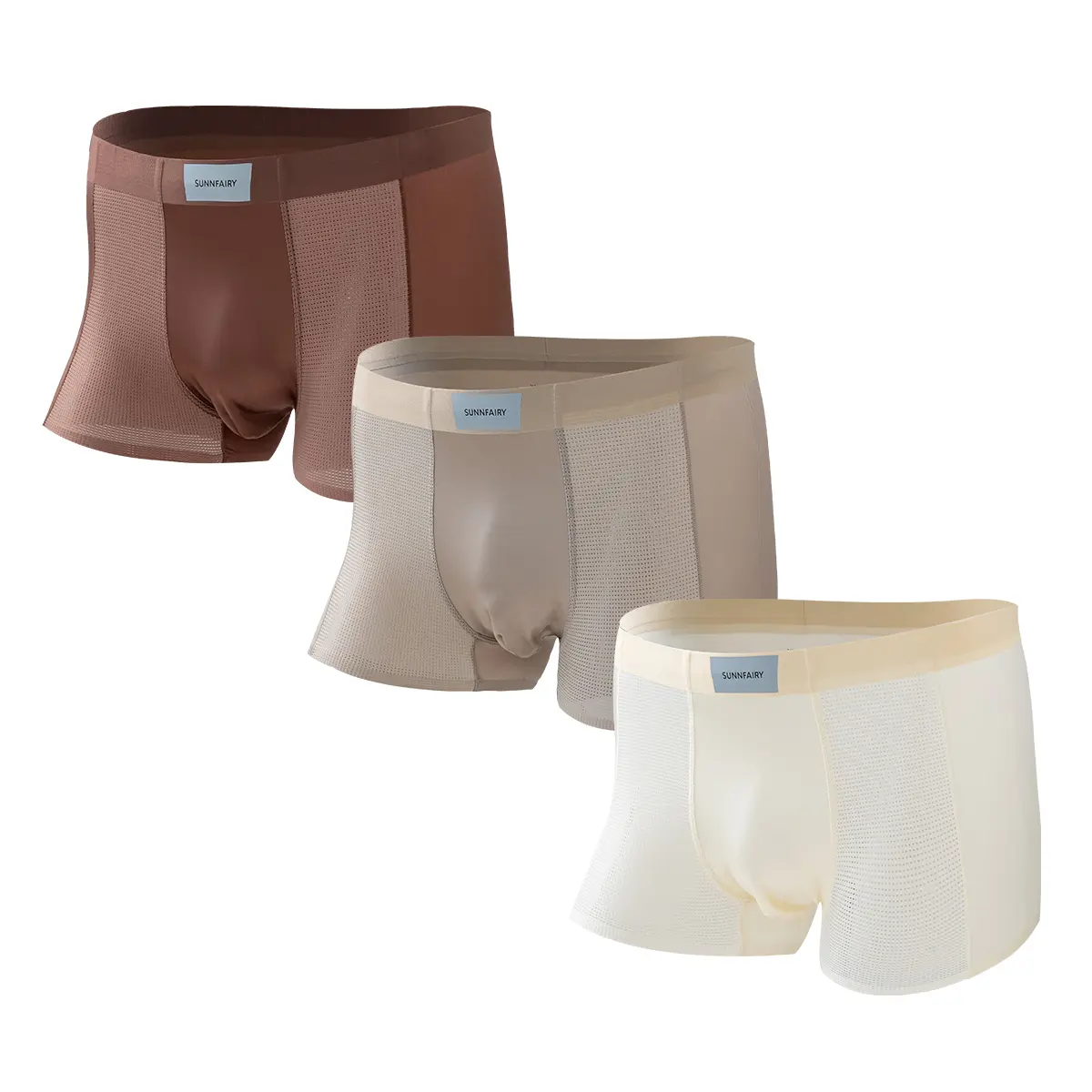 Men's Premium Satin Boxer Briefs 3 Pack Silky Cooling Fabric with Breathable Mesh Panels 3D Pouch All Day Comfort