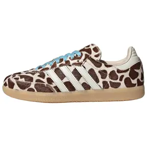 Adidas Wmns Samba OG Giraffe Crystal Linen Ivory Gum Women's Round Toe Laces All Seasons Retro Design Comfortable Fit Classic Sneakers