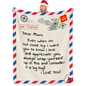 JOOCAR Blanket Gifts for Mom, Anniversary Birthday Gifts for Mom from Daughter Son, Dear Mom Blanket for Mother's Day, Christmas, Valentine's Day, I Love You Mom Letter Warm Soft Throw Blanket, Home Decor