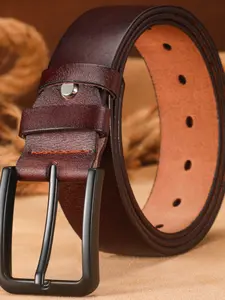 Men's Two-Layer Cowhide Belt, Handmade Vintage Western Adjustable Buckle, Cowboy Style, Ideal Gift, Fits 30"-49" Waist