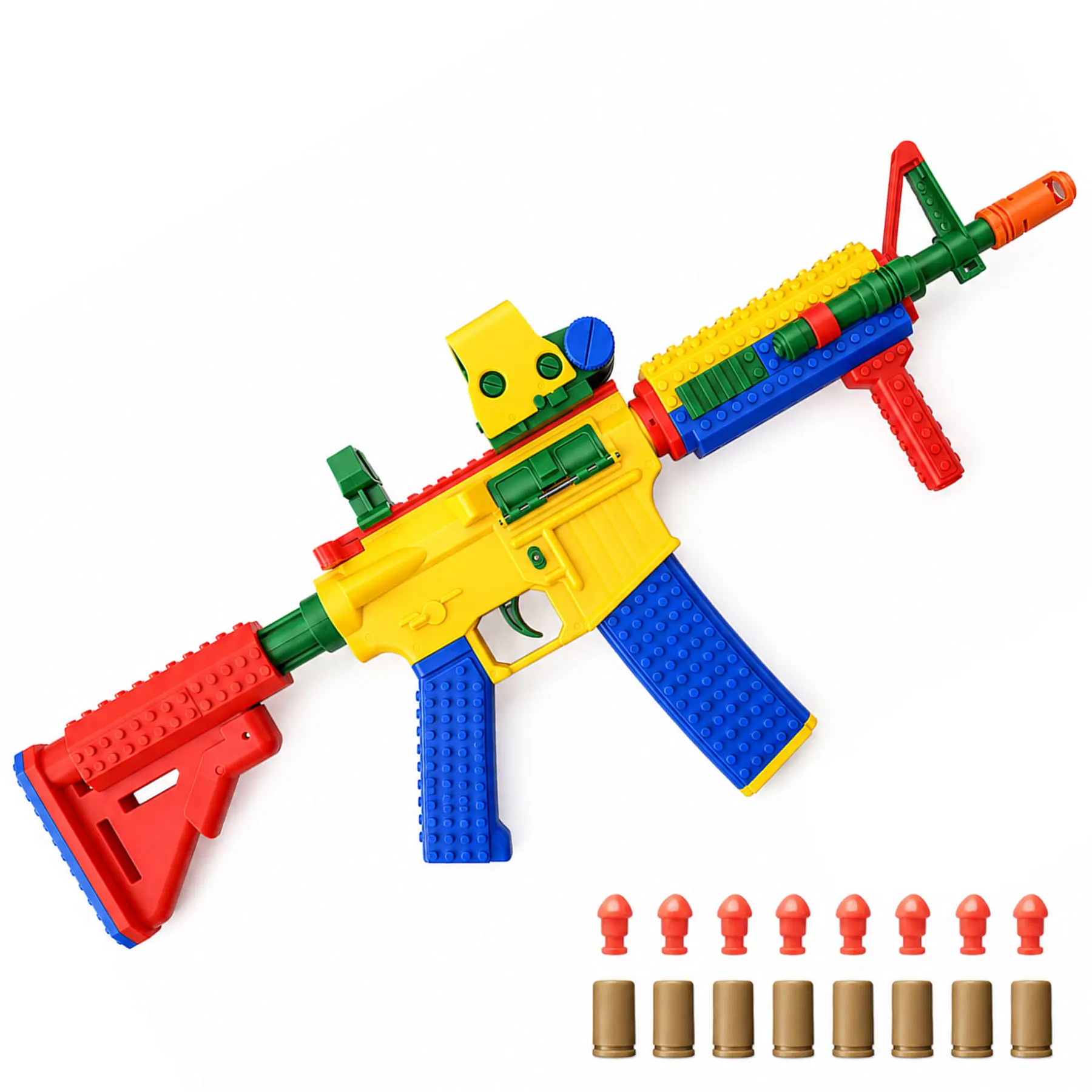 JINGJOY TG-001 Semi-Automatic Shell-Ejecting Toy Blaster, 8-Round Magazine, 4-Position Adjustable Stock, Detachable Vertical Grip and Rail-Mounted Sight, Ages 14+