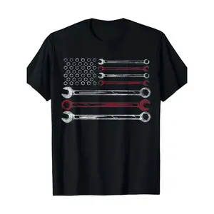 Men's Patriotic Mechanic Flag American Auto Mechanic Gift American Flag T-Shirt 100% Cotton - 180g