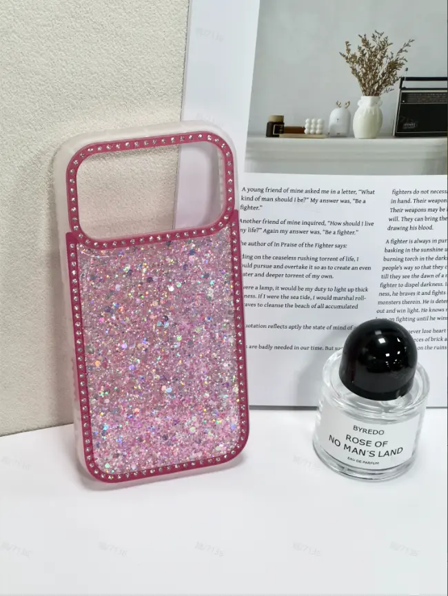 Glitter Sequin Back & Crystal-Encrusted Camera Frame Phone Case for iPhone 17 Pro Max,17 Air,16 Plus,15,14,13,12,11 Max - Anti-Drop, Scratch-Resistant, Candy-Colored for Daily Styling, Parties
