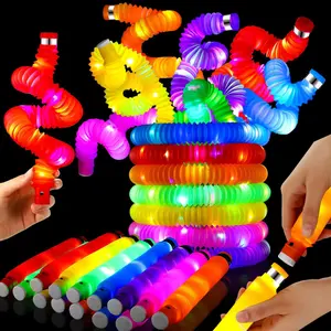 Light-Up Pop Tube Creative Sensory Toy, LED Pop Tubes, Sensory Stress Reliever, Stress Relief Toy, Stress Relief Gadgets, Fun Party Favors, Decorative Toy, Luminous Retractable Tubes Toy, Birthday Party Toy #GLOBAL PICKS
