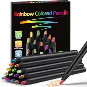 16 Color Rainbow Pencils Set for Adults Kids Multicolored Art Supplies Pre-sharpened Coloring Drawing Sketching Valentine's Easter Gifts Non-Toxic Smooth Drawing