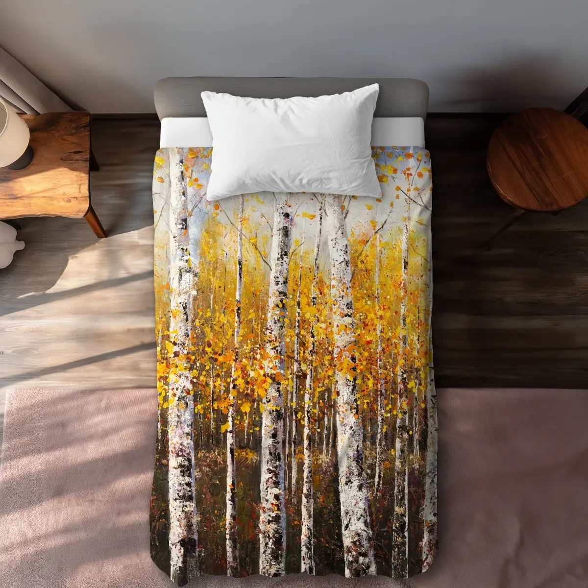 360 Stand Stylish Elegant Birches by Sunny Day Contemporary Twin Size Duvet Cover - Relaxing Office Bedding, Easy-to-Care Textile, Home Decoration