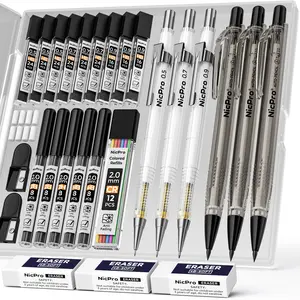 Nicpro 6 PCS Art Mechanical Pencils Set with Case, Drafting Pencil 0.5 & 0.7 & 0.9 mm and 3PCS 2mm Lead Holder (4B 2B HB 2H Colors) For Art Writing, Sketching Drawing,With Lead Refills Erasers
