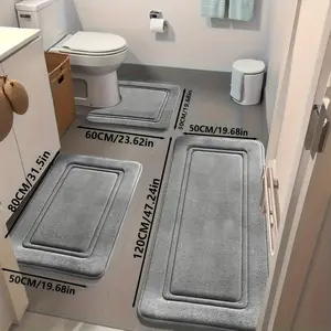 [High-Absorbency |   Soft] Aijing 3-Pack High-Absorbency Bath Mats |   Non-Slip Polyester, Soft, Decorative for Tub and Shower
