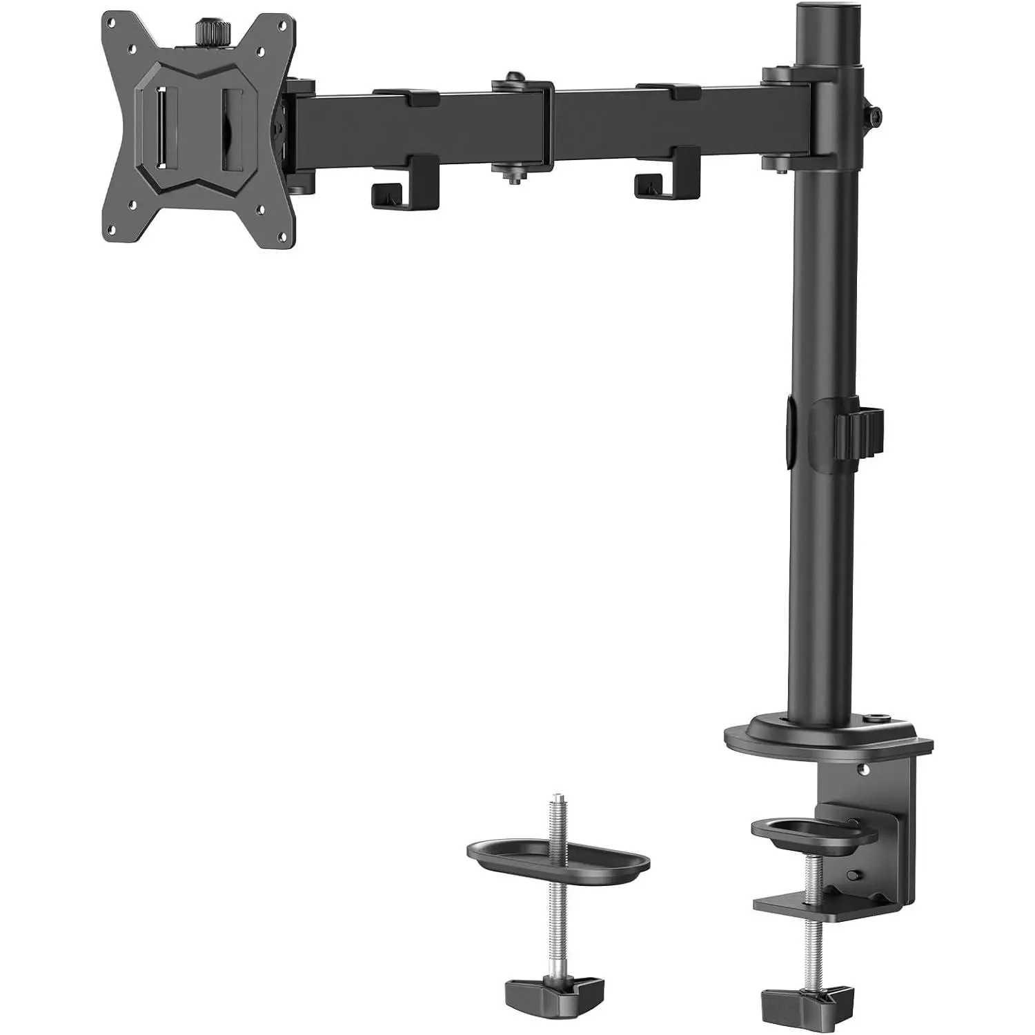 Single  Mount,  Arm for 13"-32" Monitors up to 17.6 lbs, Adjustable  Stand with 16" Max Height, Desk Mount with C-Clamp and Grommet Base, VESA 75x75mm or 100x100mm