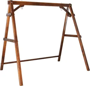 VINGLI Heavy Duty 660 LBS Wooden Swing Frame with Extra Bottom Connection Board, Upgraded A-Frame Porch Swing Bench Stand for Indoor & Outdoor (Rustic)