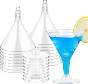 24 Pack 7 oz Disposable Clear Plastic Martini Glasses - Unbreakable & Reusable Cocktail Shooter Glasses for Margarita, Champagne, Wine - Solid Mugs