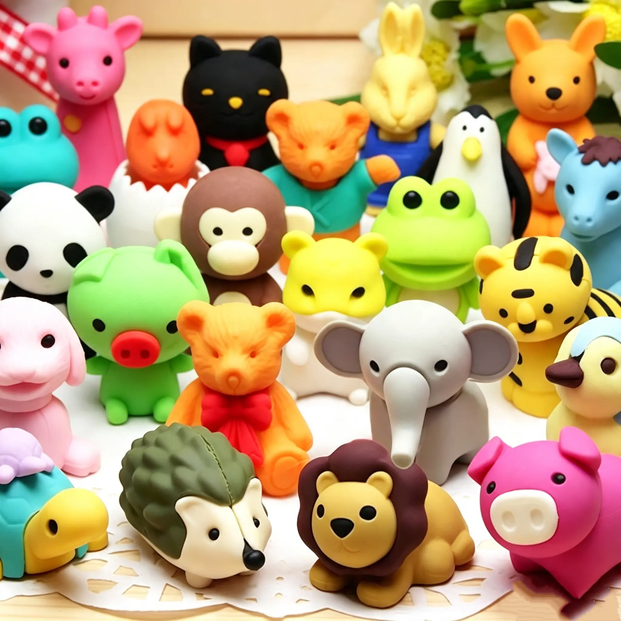 60Pcs Cute Unisex Animal Rubber Puzzle Erasers - Desk Pets for Kids, Bulk Classroom Prizes, Party Favors, Back to School Goodie Bag Stuffers