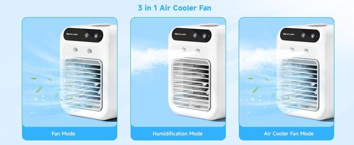 Portable Air Conditioners, 3-In-1 Cooling Fan with 2-Speed Mist Fan, mini Air Cooler for Traveling, Office, Living Room, Bedroom Portable Air Conditioners, 3-In-1 Cooling Fan with 2-Speed Mist Fan, mini Air Cooler for Traveling, Office, Living Room, Bedroom