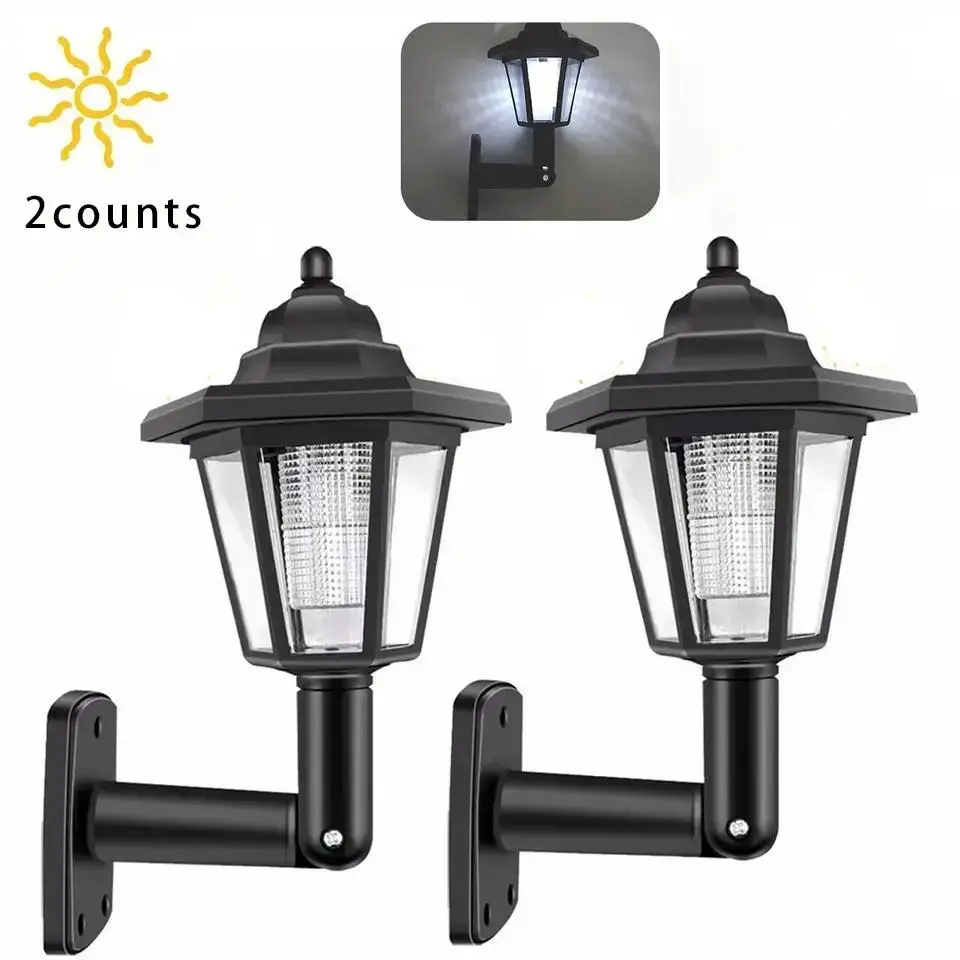Solar Outdoor Light, 2 Counts Vintage Wall Lantern Shaped Outdoor Waterproof Solar Walkway Light, Outdoor Solar Light for Garden, Landscape, Path, Yar