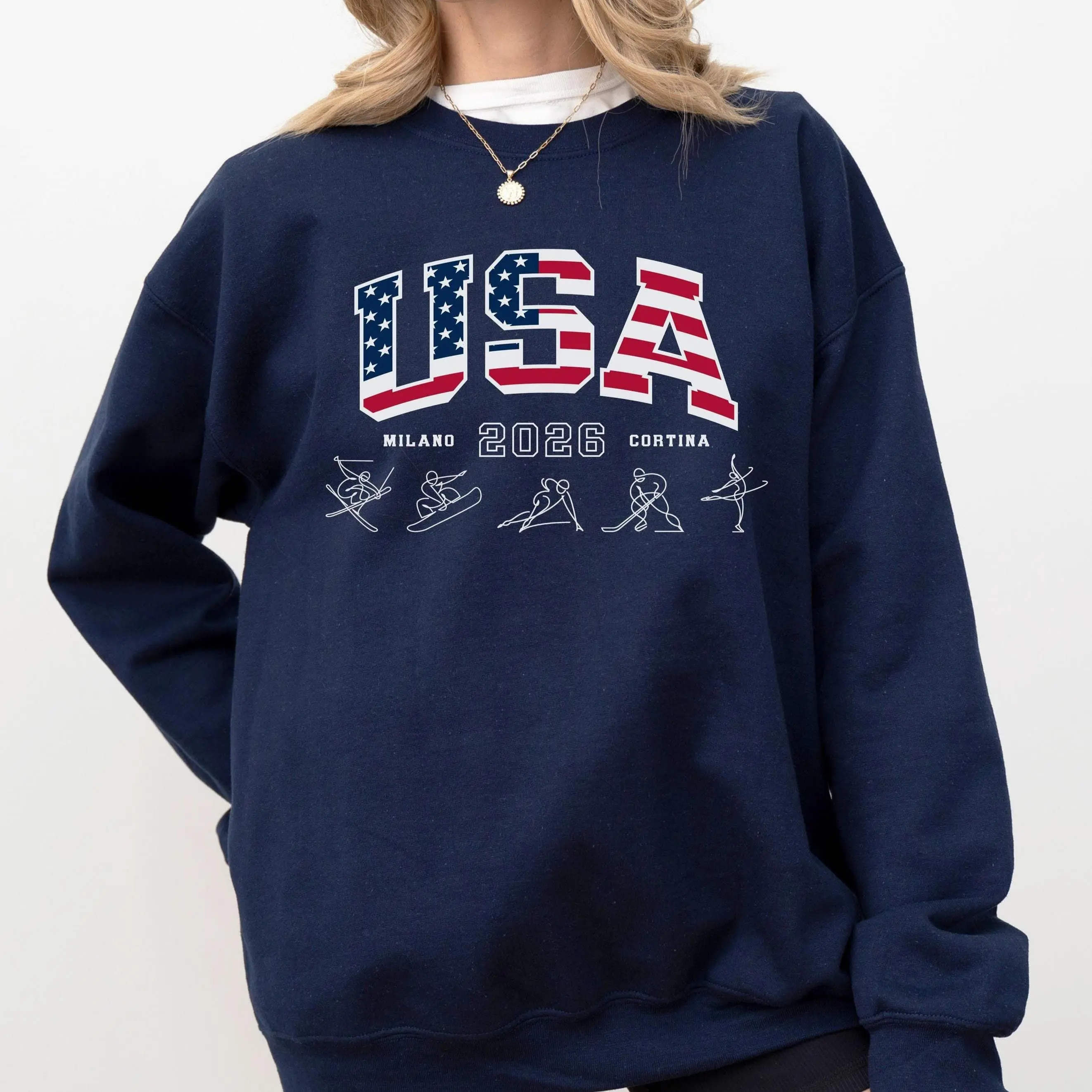 [Sale off up to 50%] USA Team Milano Cortina 2026 Winter Games Sweatshirt, Gift for Sports Fan Skiing Team Spirit Snowboarding Winter Sports, Fan Gift, streetwear graphic tee