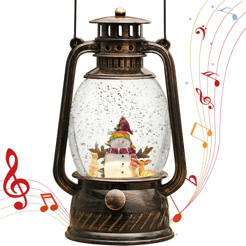 Christmas Decorations Indoor-Musical Snow Globe Christmas with 6H Timer,Snowman Cardinal Deer Lighted Scene Snow Globes Lantern USB or Battery Powered,Christmas Decorations Decor for Home