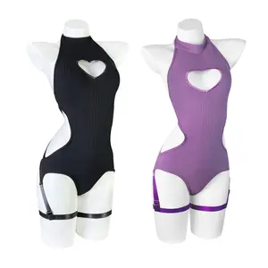 KORURACLUB Women's Lingerie 2-Piece Set: Backless Bodysuit & Corset Top with Heart Cutout - Sexy Lingerie for Women
